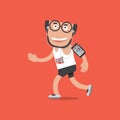 Running Man With Earphones And Smartphone