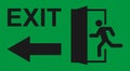 Running man and exit door sign. Vector icon, safety symbol. Escape help evacuation