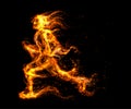 Running man from fire. Vector illustration. Royalty Free Stock Photo