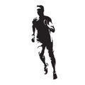 Running man, front view, healthy lifestyle, isolated vector sil