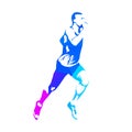 Running man, geometric vector silhouette Royalty Free Stock Photo