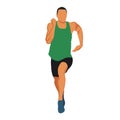 Running man in green jersey, muscular athlete Royalty Free Stock Photo
