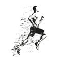 Running man, grungy vector silhouette