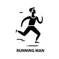 running man icon, black vector sign with editable strokes, concept illustration Royalty Free Stock Photo