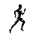 Running man, isolated vector silhouette. Sprinting runner