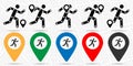 Running, man, limbs, points icon in location set. Simple glyph, flat illustration element of bone injury theme icons