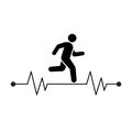 Running man with line ecg heartbeat icon, Healthy cardio pulse stronger