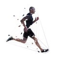 Running man, low polygonal vector illustration. Geometric runner, side view, athletics Royalty Free Stock Photo