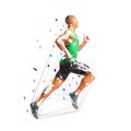 Running man, low polygonal vector illustration. Geometric runner, side view, athletics Royalty Free Stock Photo