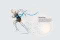 Running man. Motion art line dot concept Royalty Free Stock Photo