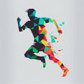 running man polygonal drawing Generative AI Royalty Free Stock Photo