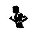 Running man side view, abstract isolated vector silhouette. Run logo Royalty Free Stock Photo