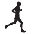 Running man, side view, isolated silhouette