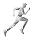 Running man silhouette, low poly drawing, vector Royalty Free Stock Photo