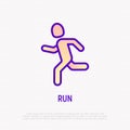 Running man thin line icon. Marathon runner. Modern vector illustration