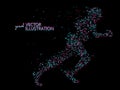 Running Man,vector graphics,composed of mosaic particle Royalty Free Stock Photo