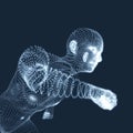 Running Man. Vector Graphics Composed of Particles. 3D Model of Man. Human Body Model.