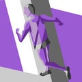 Running man. Vector illustration of geometrical style. Color sport poster, print or banner for marathon.