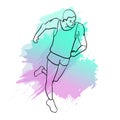 Running man. Vector illustration of line style. Color sport poster, print or banner for marathon.