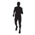 Running man, vector silhouette, front view Royalty Free Stock Photo