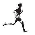 Running man vector sketch, abstract silhouette Royalty Free Stock Photo