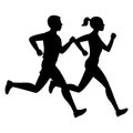 Running man and woman black vector silhouettes Royalty Free Stock Photo