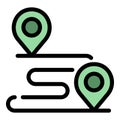 Running map icon color outline vector Royalty Free Stock Photo