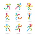 Running marathon colorful people icons and symbols Royalty Free Stock Photo