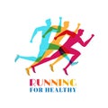 Running marathon colorful. Set of silhouettes sport and activity. Concept of running for healthy. Royalty Free Stock Photo