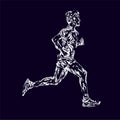 Running marathon, people man run, colorful poster. Vector illustration hand drawin sketch design poster