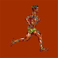 Running marathon, people man run, colorful poster. Vector illustration hand drawin sketch design poster