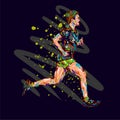 Running marathon, people man run, colorful poster. Vector illustration hand drawin sketch design poster