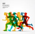 Running marathon, people run, colorful poster Royalty Free Stock Photo
