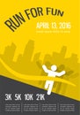 Running marathon, people run, colorful poster design