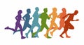 Running marathon, people run, colorful poster. Vector colorful illustration sport background Royalty Free Stock Photo