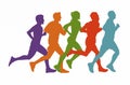 Running marathon, people run, colorful poster. Vector colorful illustration sport background Royalty Free Stock Photo