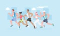 Running marathon. Vector Illustration.