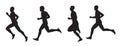 Running men, set of vector silhouettes