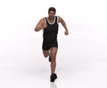 3D Rendering : a running male mesomorph character illustration with white background Royalty Free Stock Photo