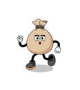 running money sack mascot illustration