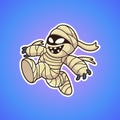 Running mummy cartoon with cute pose