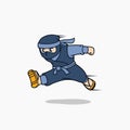 Running ninja cartoon mascot character