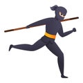 Running ninja icon, cartoon style