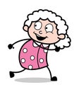 Running - Old Cartoon Granny Vector Illustration Royalty Free Stock Photo