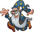 Running old cartoon wizard with long beard.