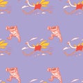 Running ostrich and mummy seamless pattern