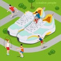 Running outdoor sports lifestyle concept. Flat 3d