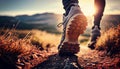 Running Outdoors in Nature - Focus on Shoe Sole