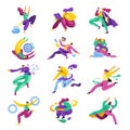 Running people, busy characters with work tasks Royalty Free Stock Photo