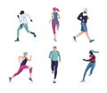 Running people flat vector illustration. Sport training isolated design element